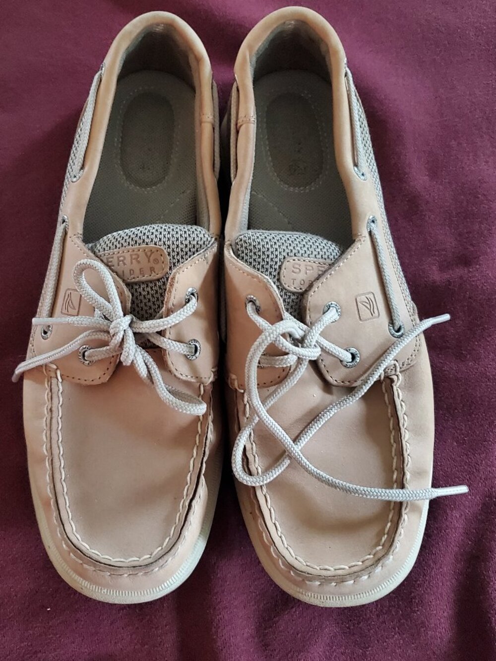 Sperry Womens Top-Sider 9M Tan Leather 2-Eye Lace Up Boat Shoe #9774829 VG+ Cond